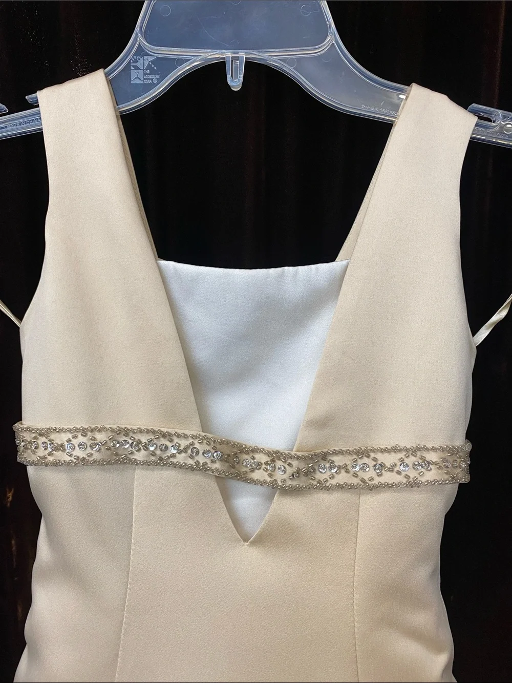Girls' Cream Satin Formal Dress with Beaded Waist